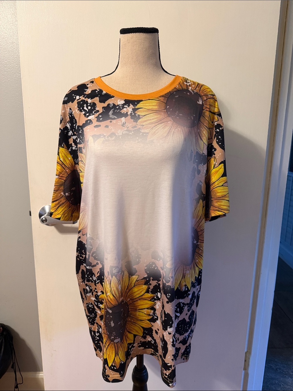 Sunflower Print Large Short Sleeve Women's Top- Ready for Sublimation/Design